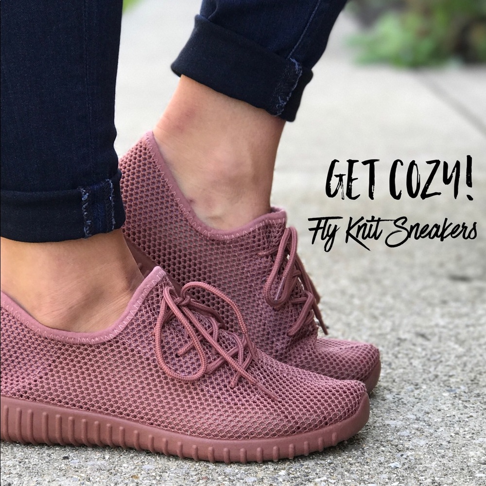  Mauve Fly Knit Sneakers - Picture 2 of 5