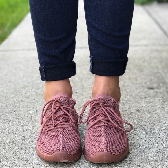  Mauve Fly Knit Sneakers - Picture 4 of 5