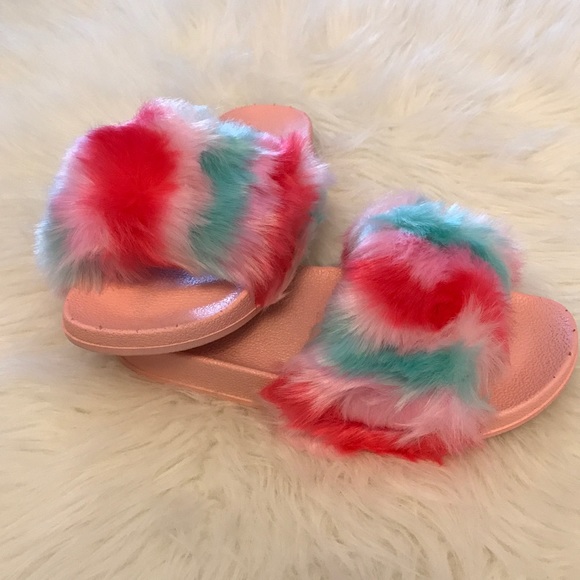 •LAST 1• Cotton Candy Furry Slides 🍬 - Picture 3 of 8