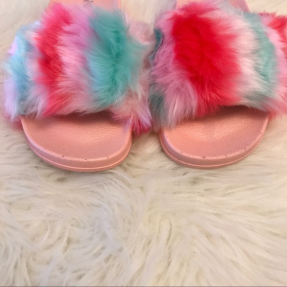 •LAST 1• Cotton Candy Furry Slides 🍬 - Picture 2 of 8