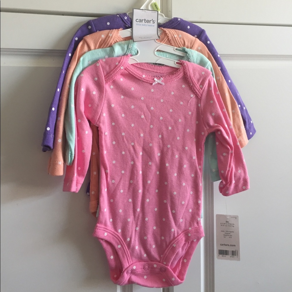 Carters girl long sleeve onesies new