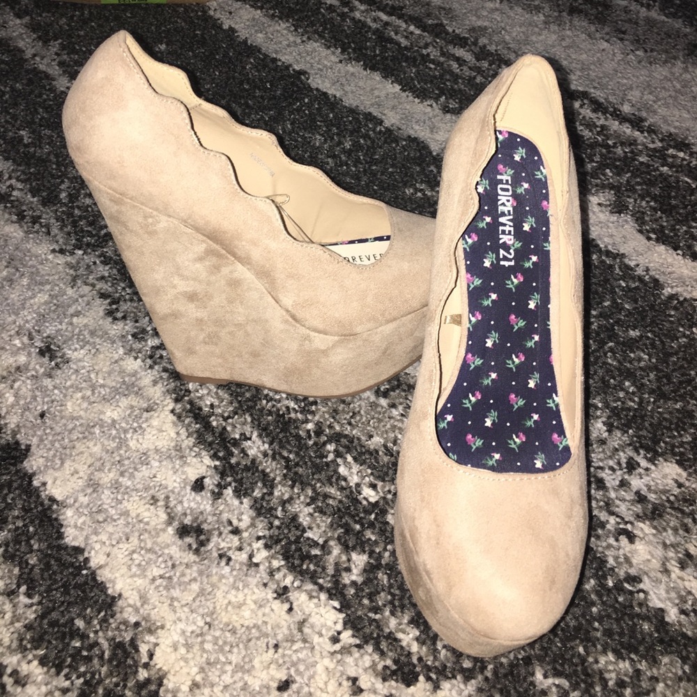 Taupe wedges. Never worn with tag