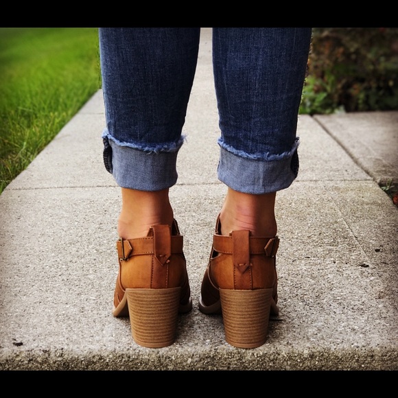 FINAL PRICE! Cognac Buckle & Strap Booties - Picture 3 of 6