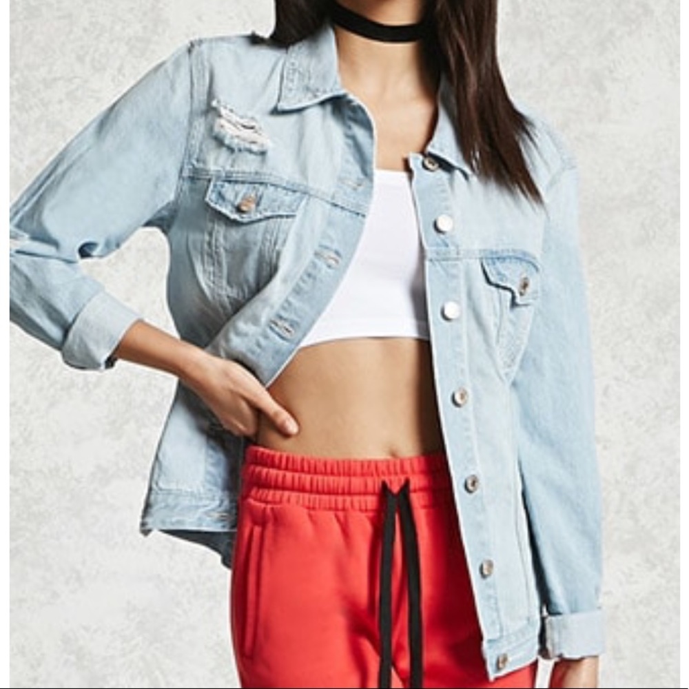 NWT Distressed jean jacket