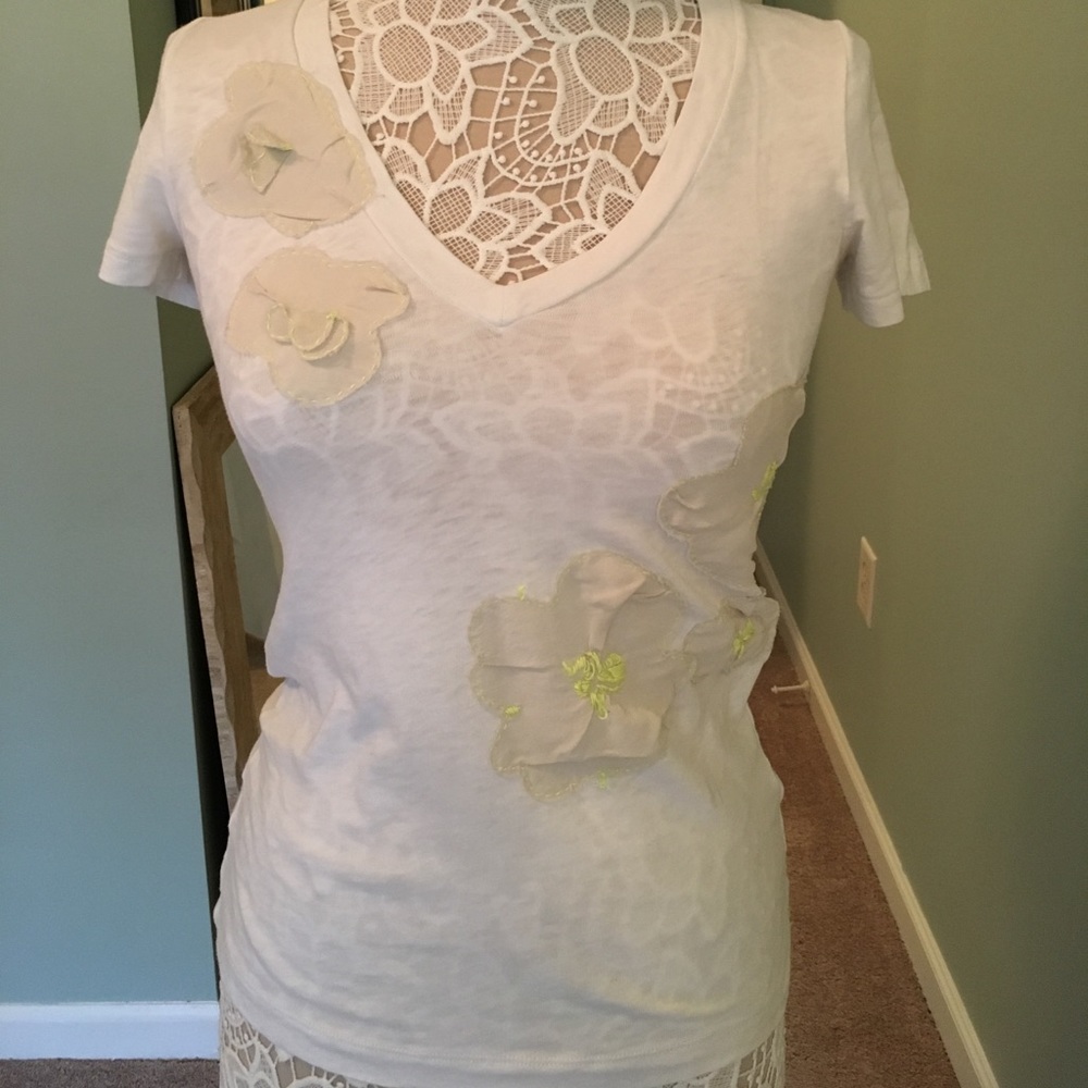 J. Crew t shirt. Chiffon flower detail.