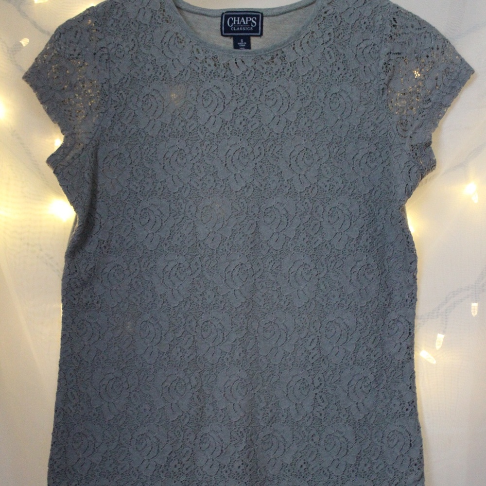 Grey lace front/cotton  CHAPS  shirt || size: S