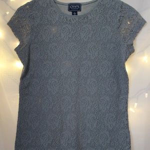 Grey lace front/cotton  CHAPS  shirt || size: S