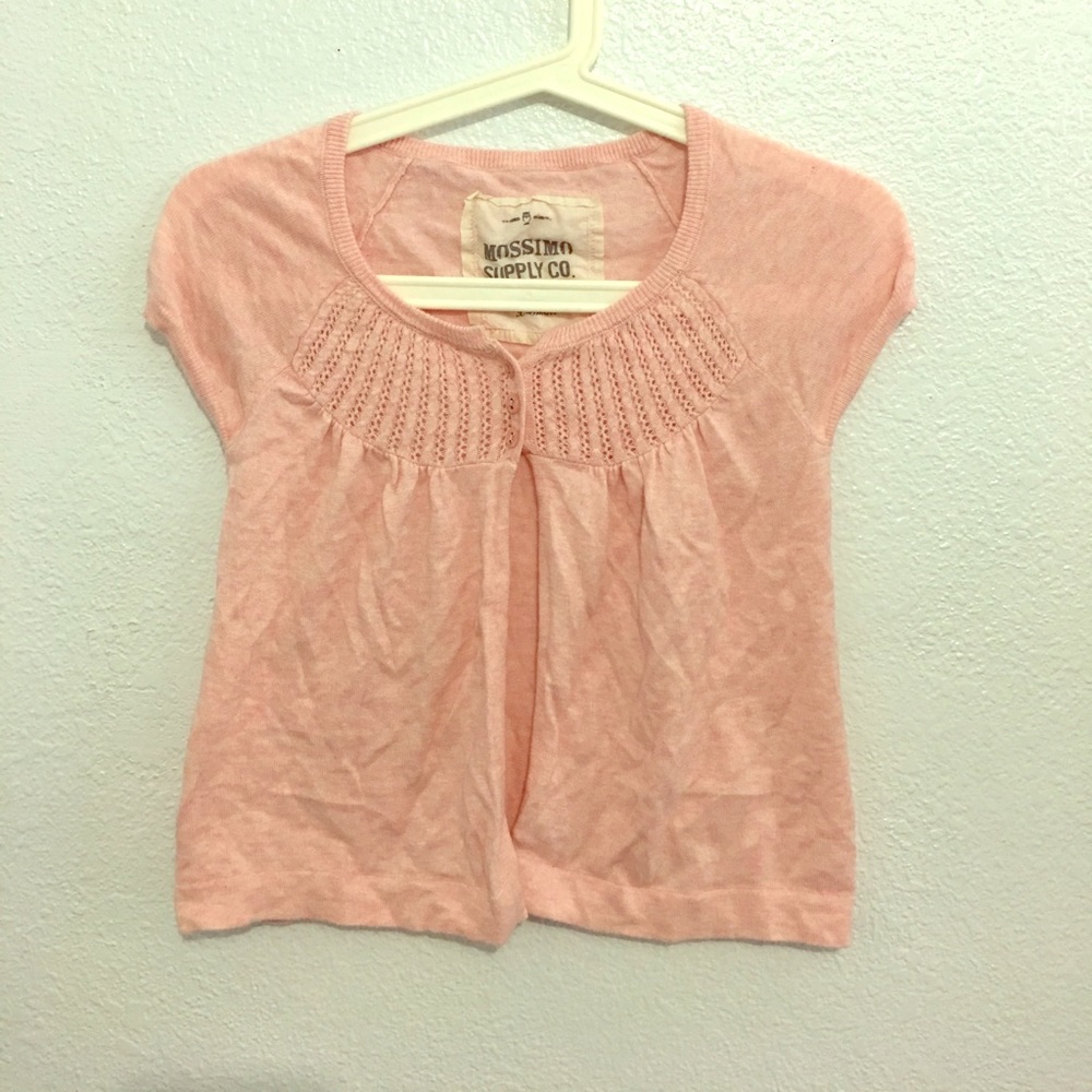 short sleeve cardigan ; Rosy pink