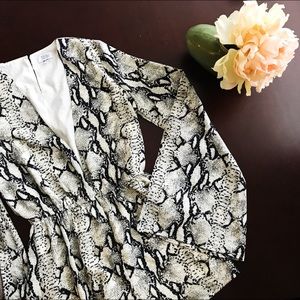 TOBI NEW Grey Multi Snake Print Low Cut Romper XS