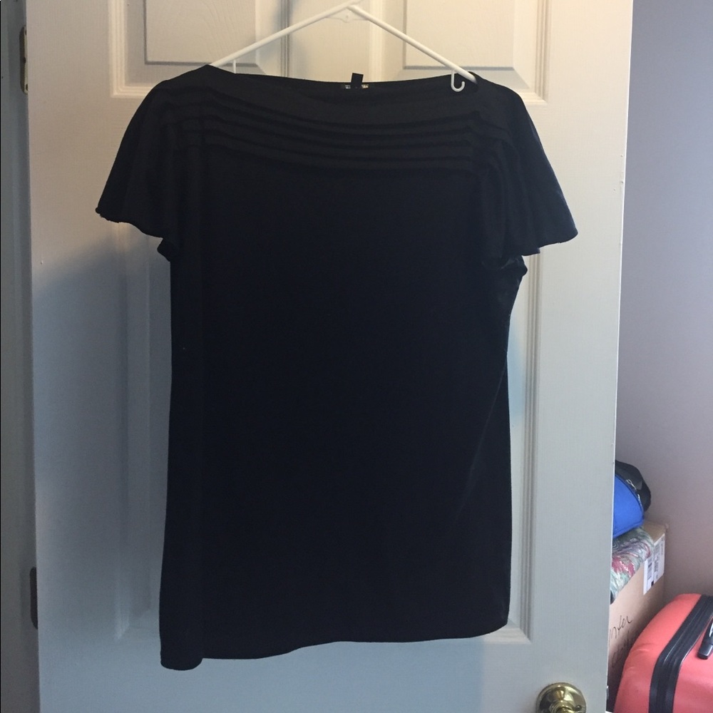 Cap sleeve black blouse