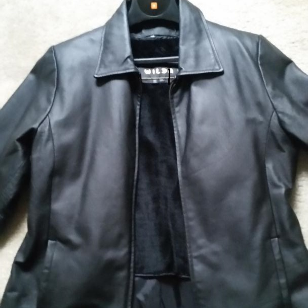 Leather Coat w/ Fake Fur Lining