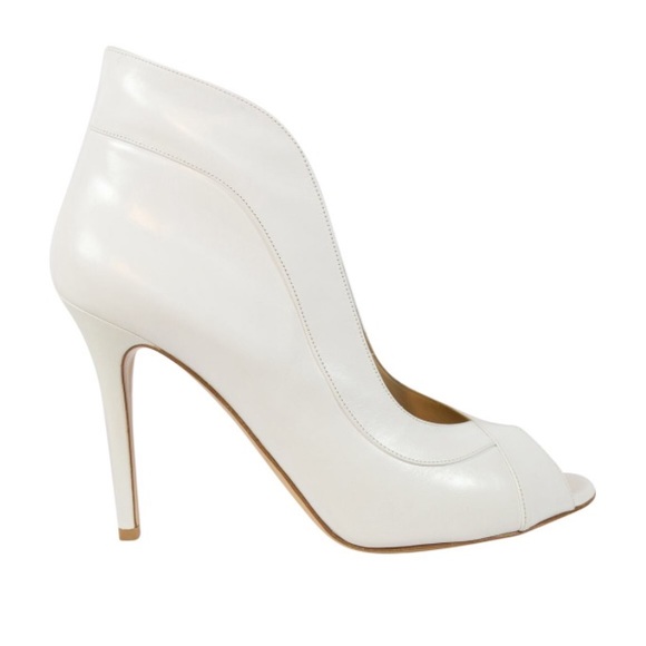 Madison Shoes - Madison White Leather Ankle Boot Open Heels