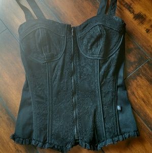 Tripp NYC Black Gothic Lace Corset Bustier Top S