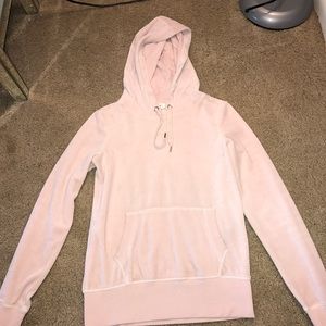 H&M pink velvet pull over hoodie