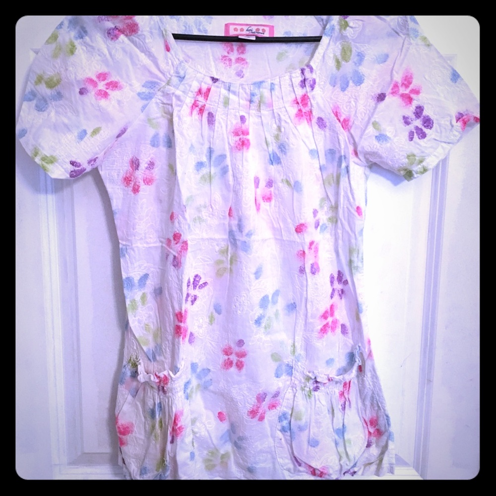 Pastel floral Koi scrub top