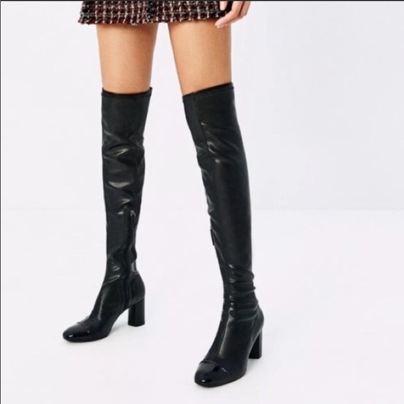 Zara Shoes - NWOT Zara Black over the knee boots heels size 6