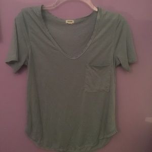 Light Blue Garage V Neck Pocket Tee