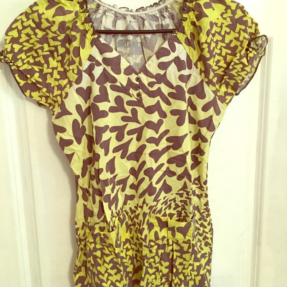 Lime green and grey Grey's Anatomy scrub top