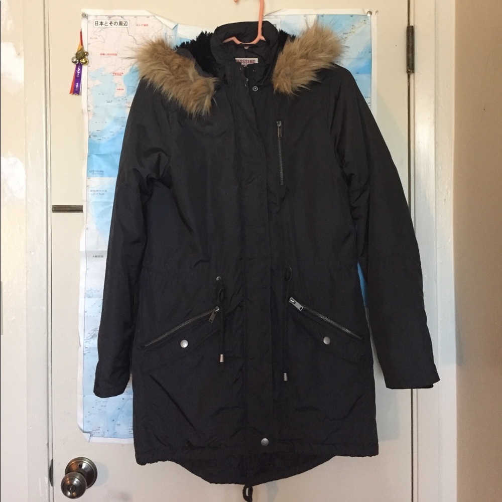Mossimo Dark Grey Military Parka Coat - Size S