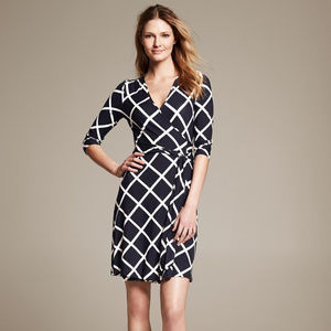 Banana Republic Black and White Gemma Wrap Dress
