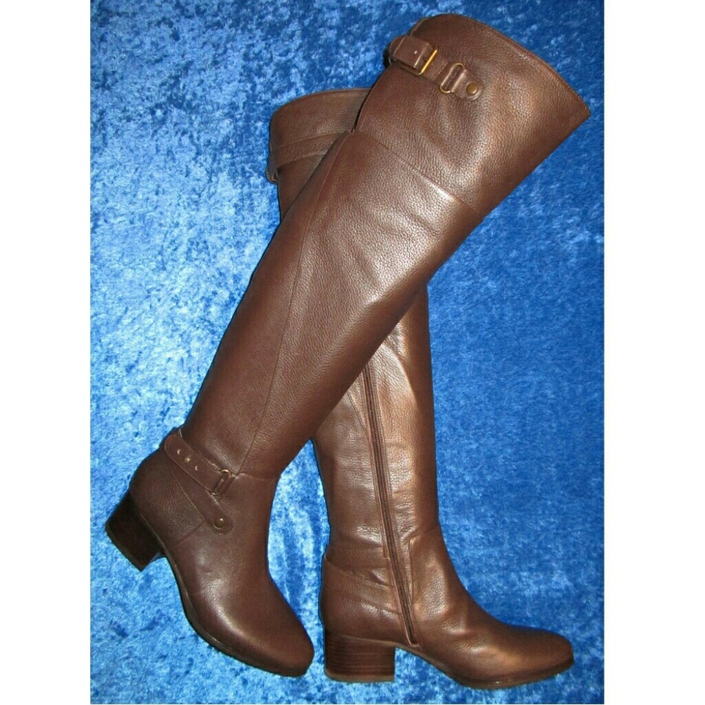 Nine West Celioo Brown Leather OTK Boots