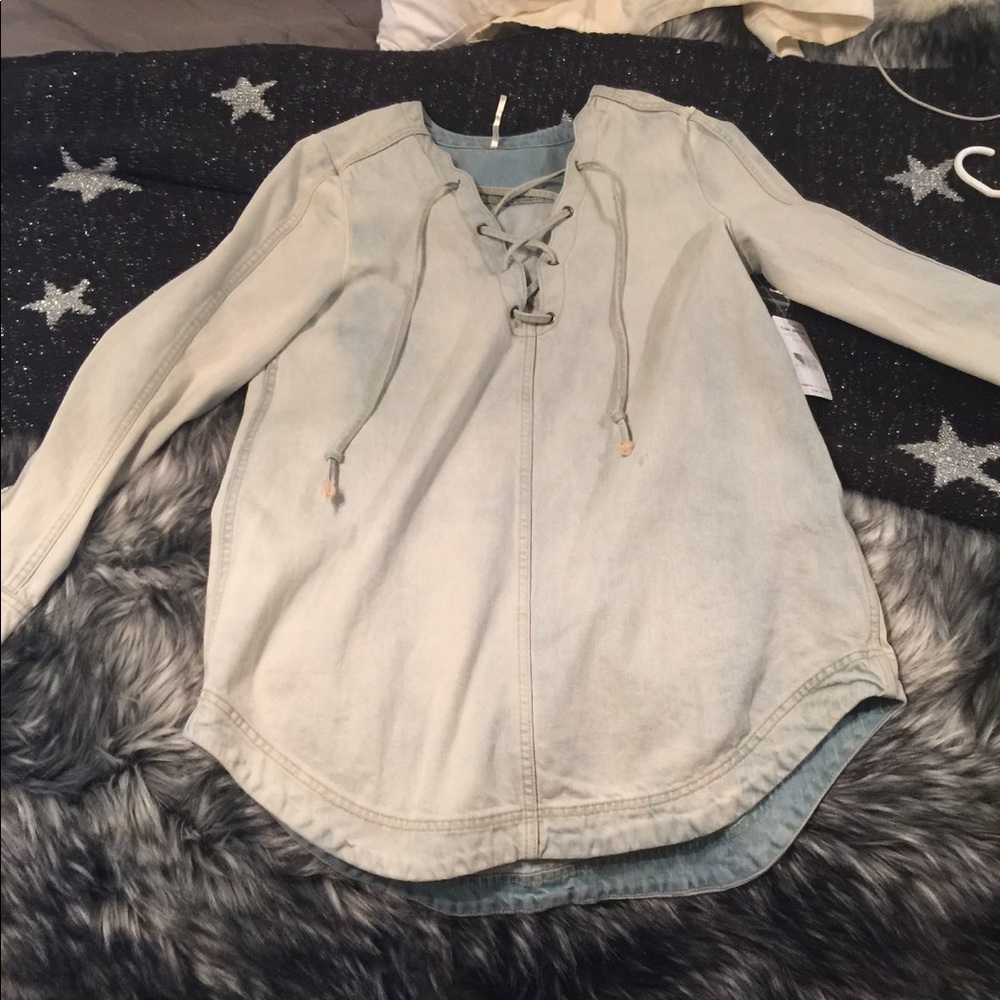 Free People Demin Lace up dress