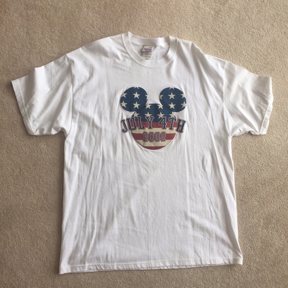 Disney Vintage July 4th 2002 Mickey Mouse Flag T-Shirt XL - Picture 1 of 8