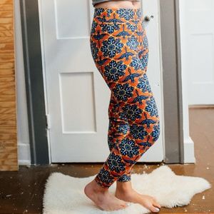 LuLaRoe Orange and Blue Leggings