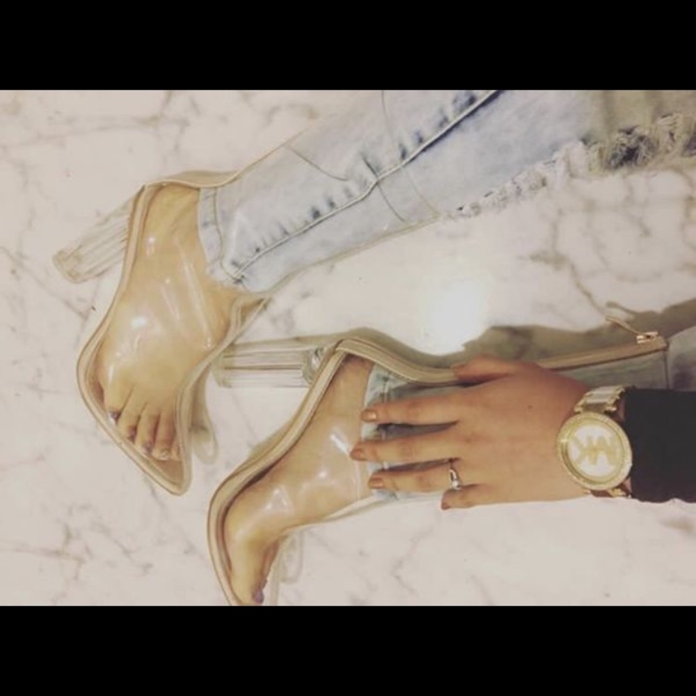 Clear heel boots