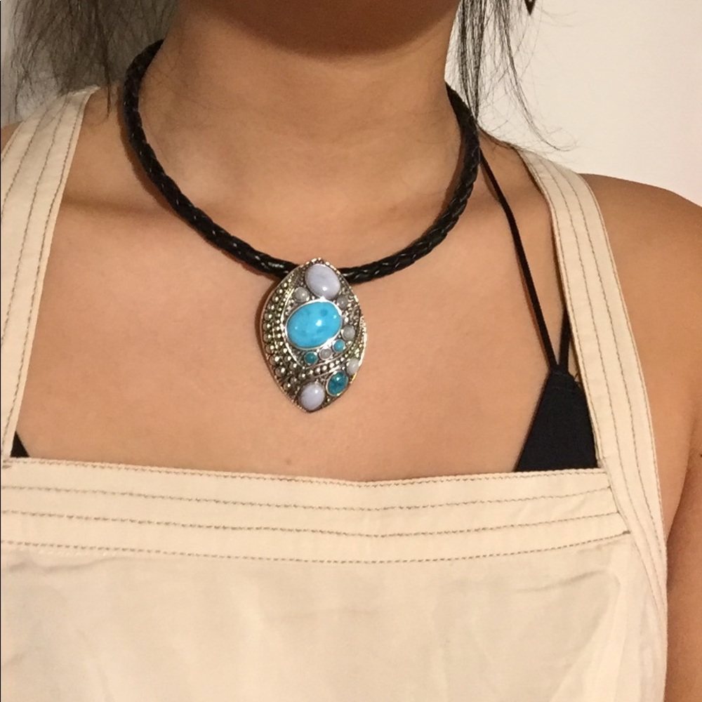 Turquoise Agate Sterling Silver Pin Pendant Brooch