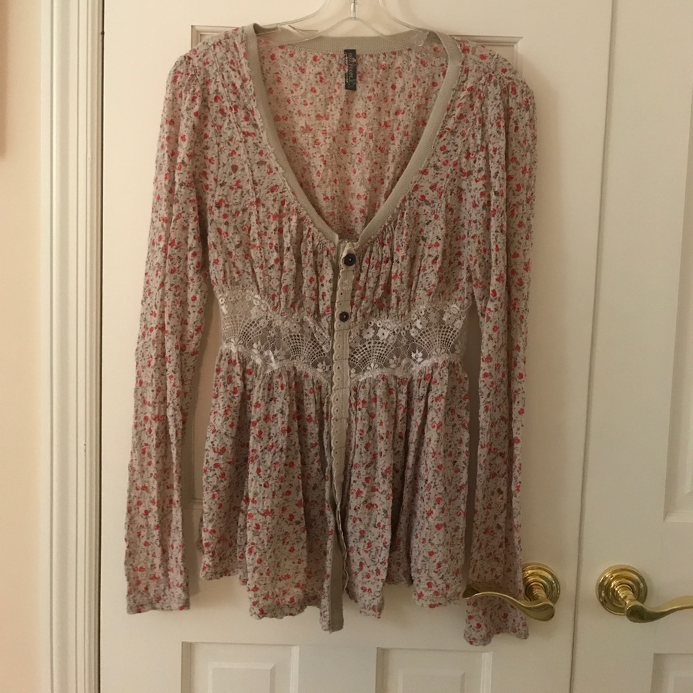 Free People long sleeve lace top