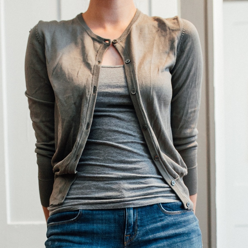 Banana Republic Olive Green Silk Cardigan