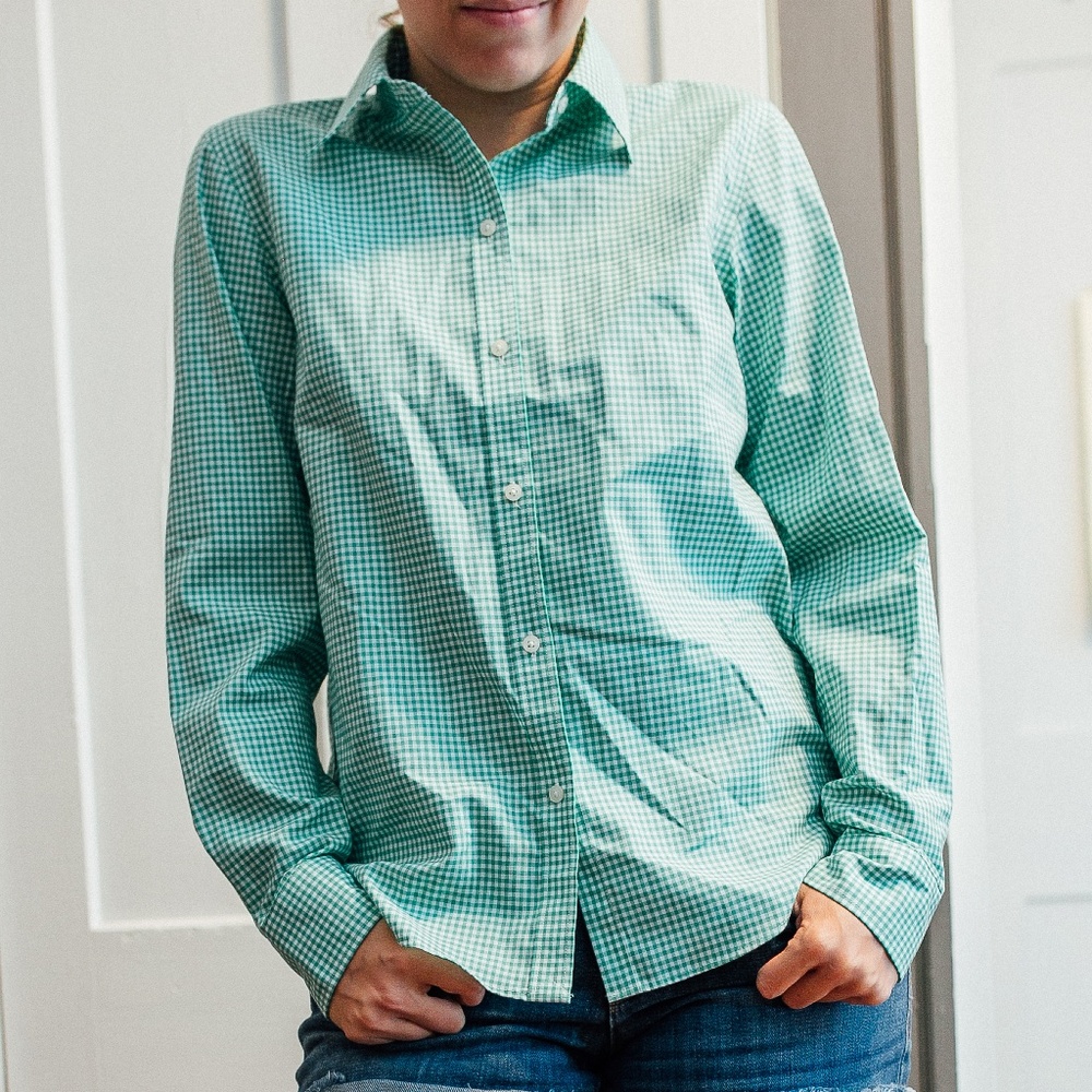 Lauren Ralph Lauren Green Checked Button Down NWOT