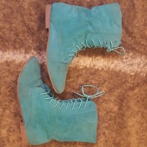 Teal Lace Up Boots