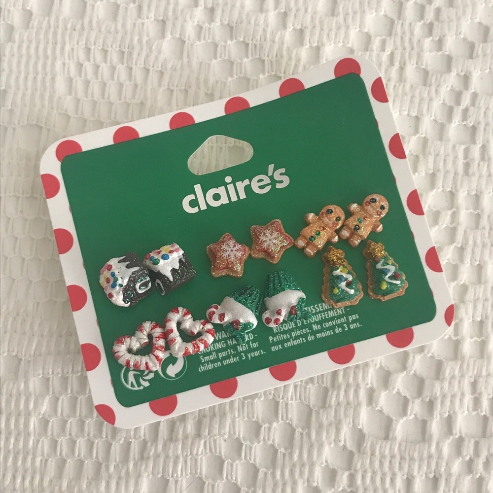 NWT Claire's Christmas Cookie Earring Set