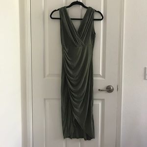 Lulus ruched olive green jersey dress size Medium
