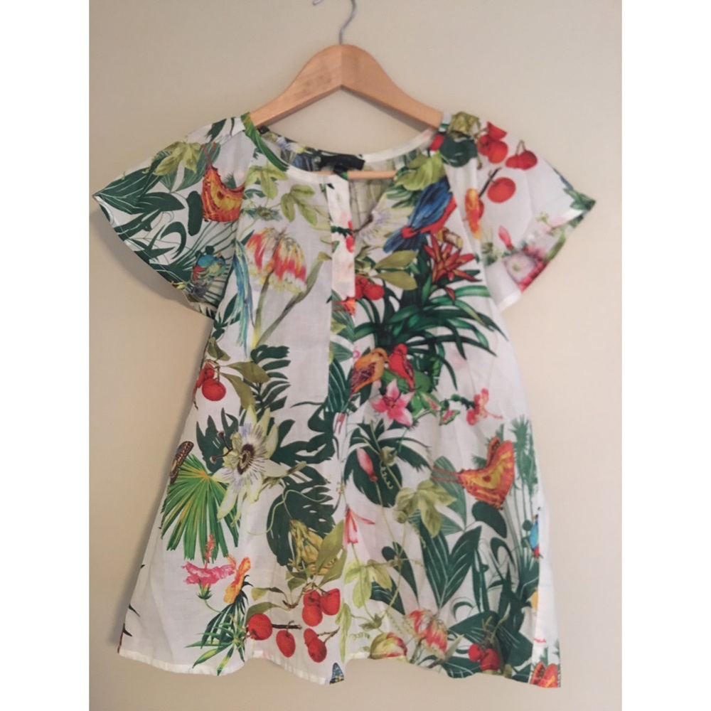 J. Crew ruffle sleeve colorful top