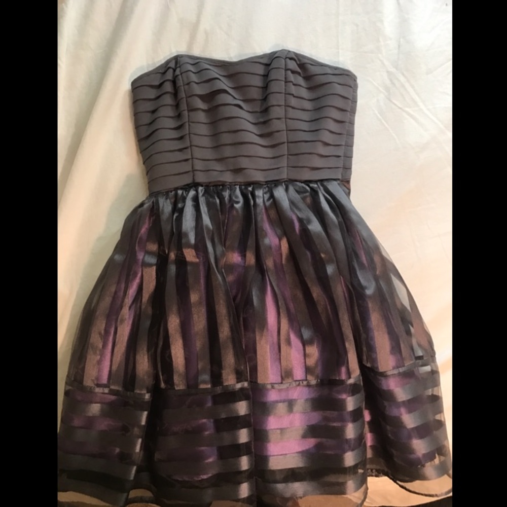 Purple and Gray Striped Mini Dress