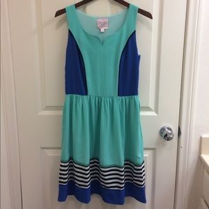Adorable teal/blue/striped Romeo & Juliet dress.
