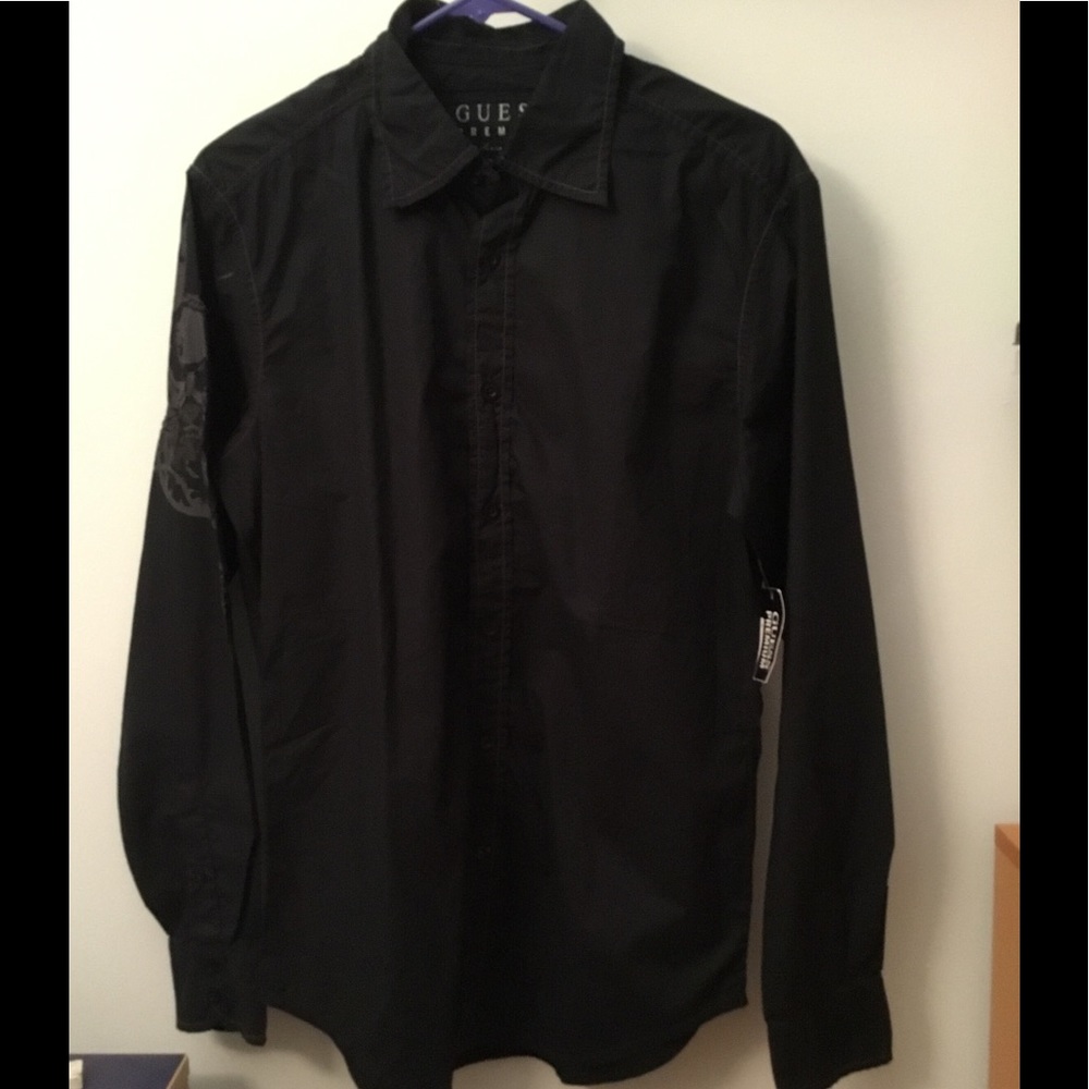 Guess Premium Black Button Down Shirt NWOT
