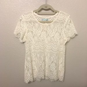 Ivory lace open back top
