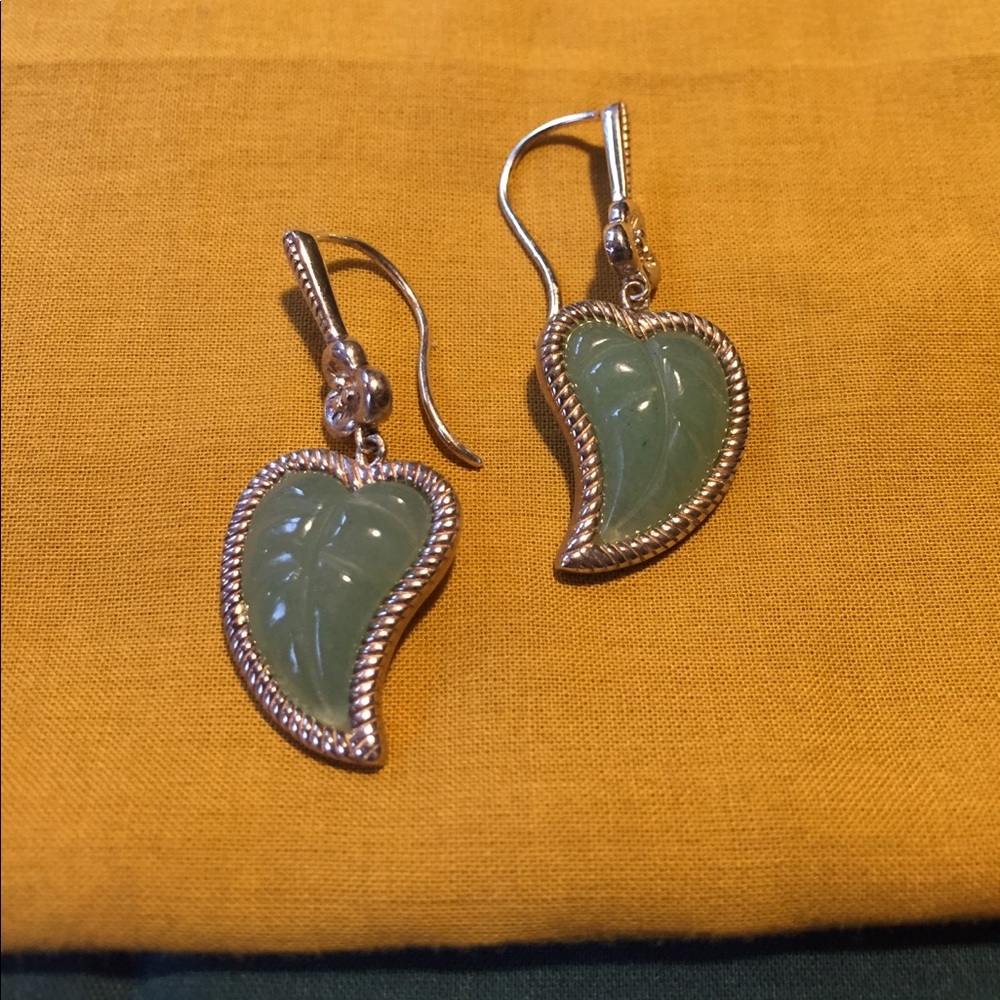 Sterling Silver Jade Leaf Earrings