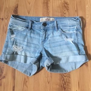 Hollister Light Washed Ripped Jean Shorts