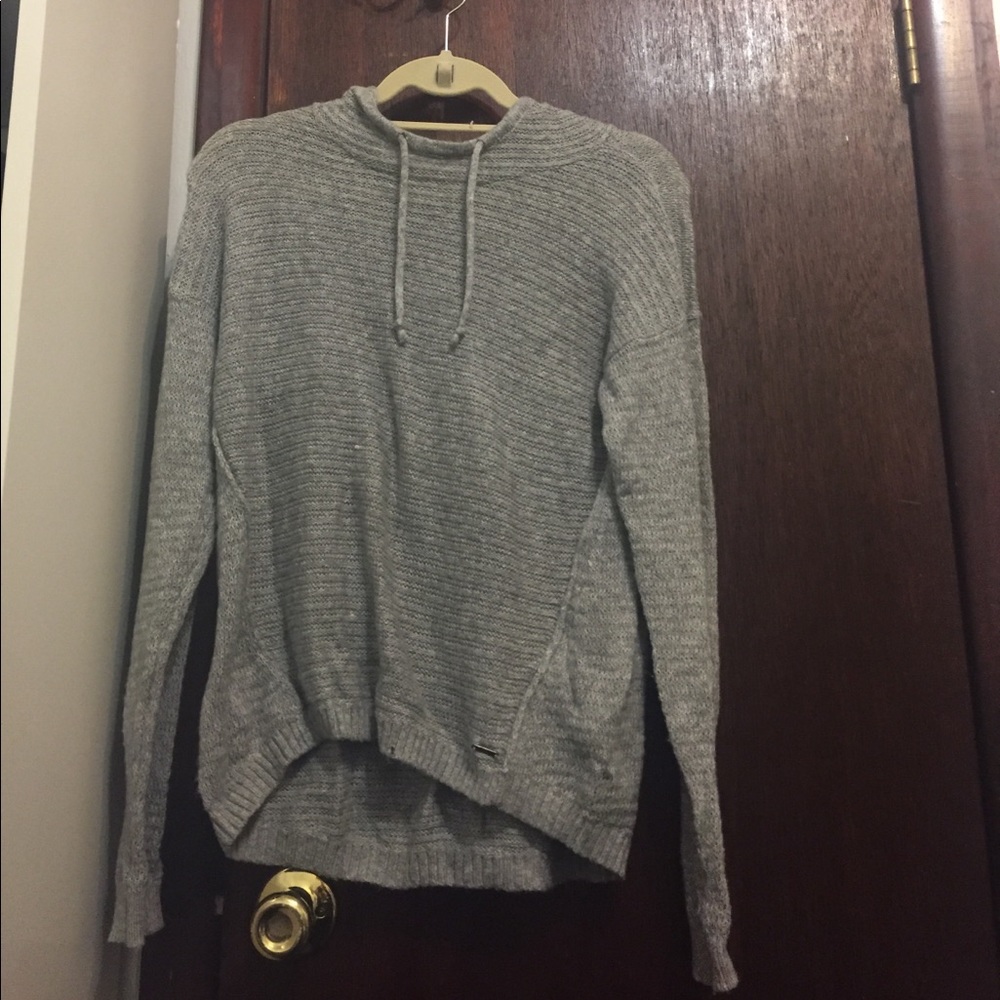 Gray hooded long sleeve