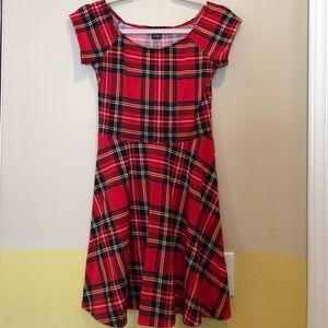 Red plaid swing dress