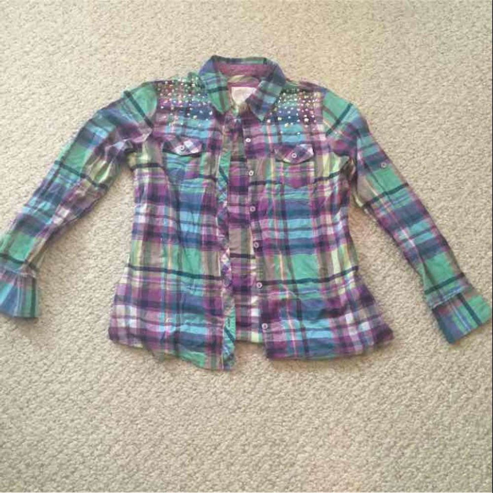 Cute justice long sleeve button up