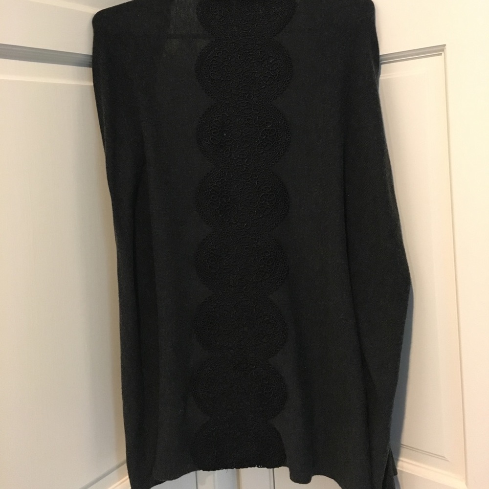 Charcoal grey sweater with lace back detail.