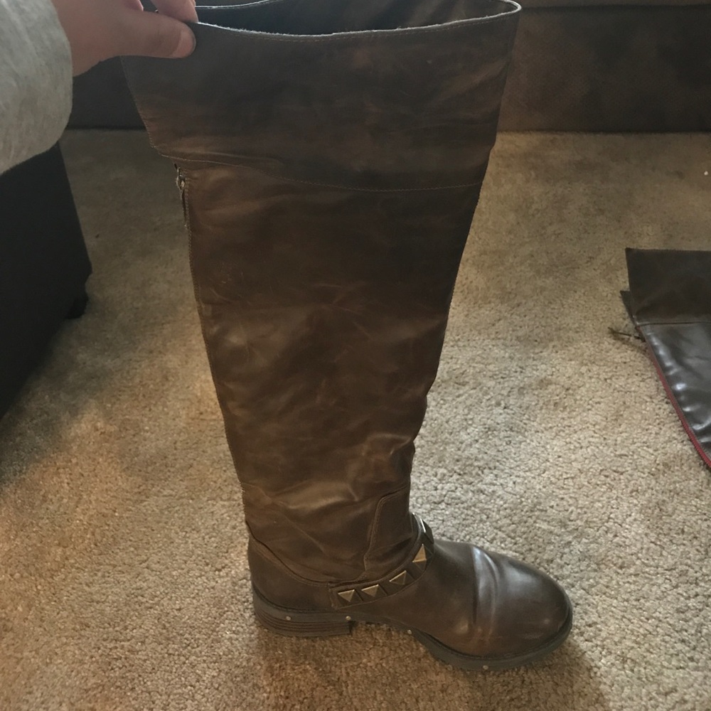 Brown over the knee riding boots
