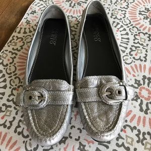 Franco Sarto Silver Leather Size 8 Loafer