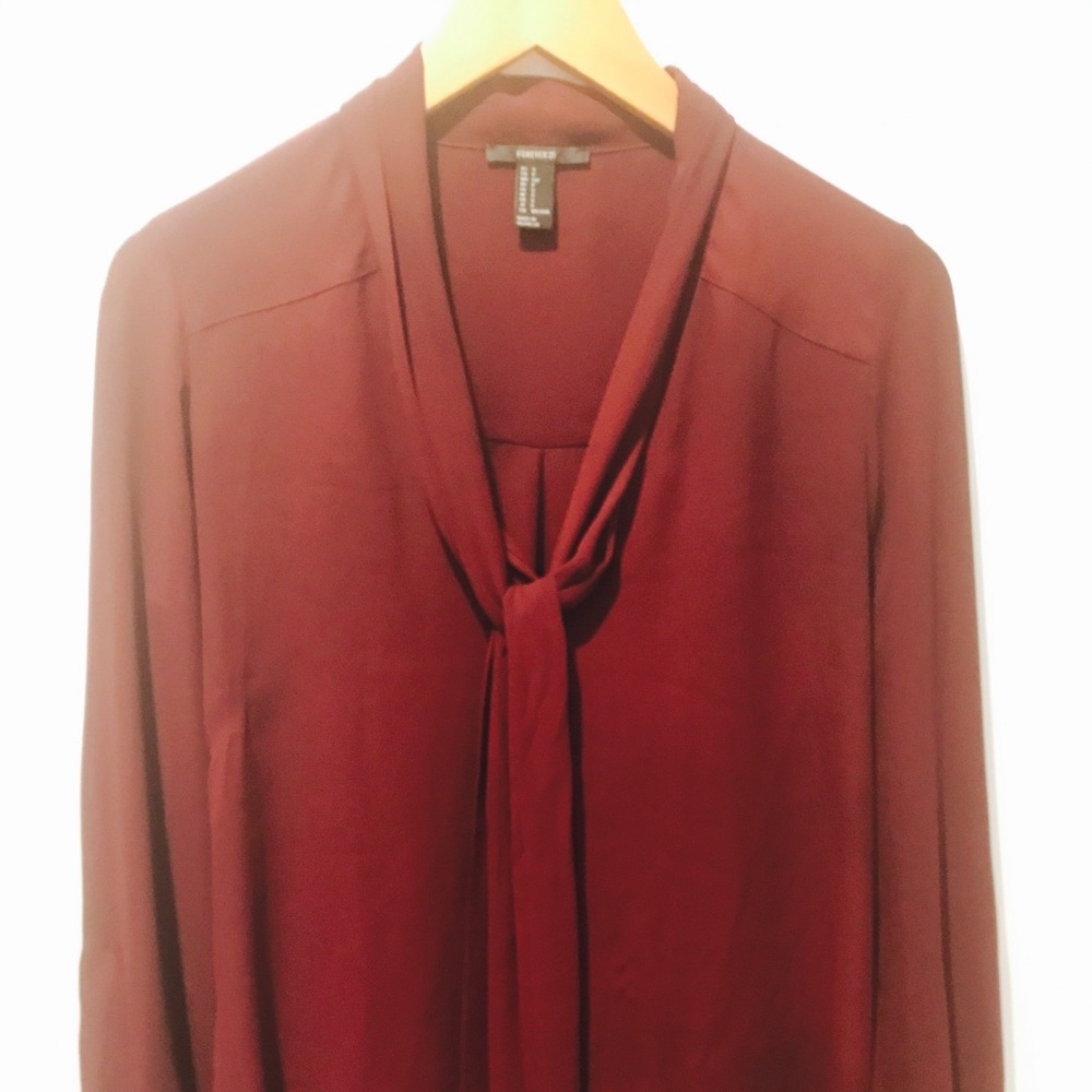 Gorgeous Burgundy Tie Front Blouse
